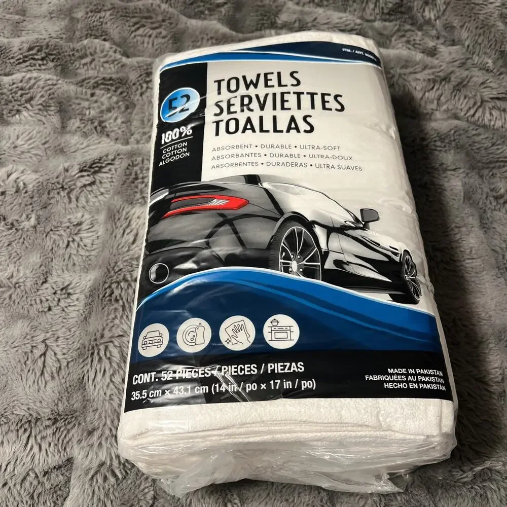 Unitex 100% Cotton Towels, White, 14 in x 17 in, 52-pack Set Of Two One Opened